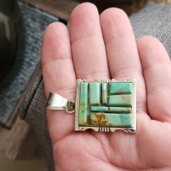 NWOT Native American Navajo Turquoise Cobblestone Pendant 💙 - Picture 9 of 10